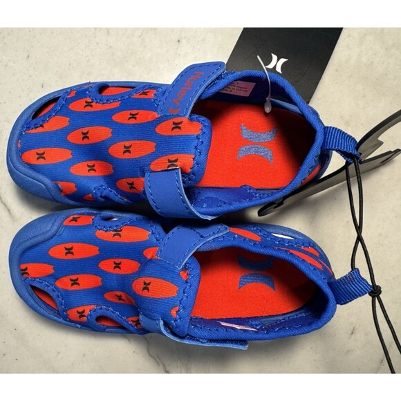 Hurley Kona-T Toddler Water Shoes Size 9 Blue & Red Closed Toe Hook & Loop Close - Picture 2 of 5